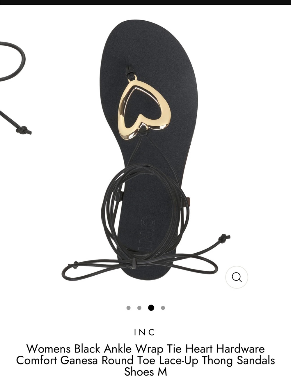 INC Ankle Wrap Tie Gold Heart “Ganesa” Sandals (8.5)